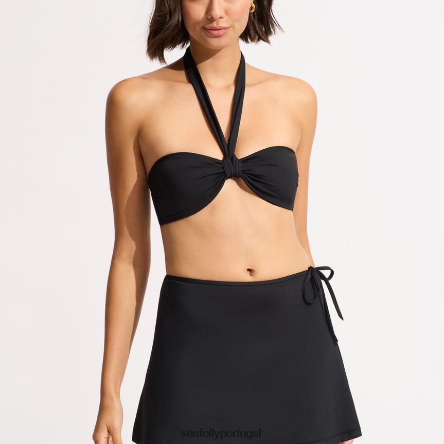 saia coletiva linha a mulheres preto Seafolly roupas 4H088V721
