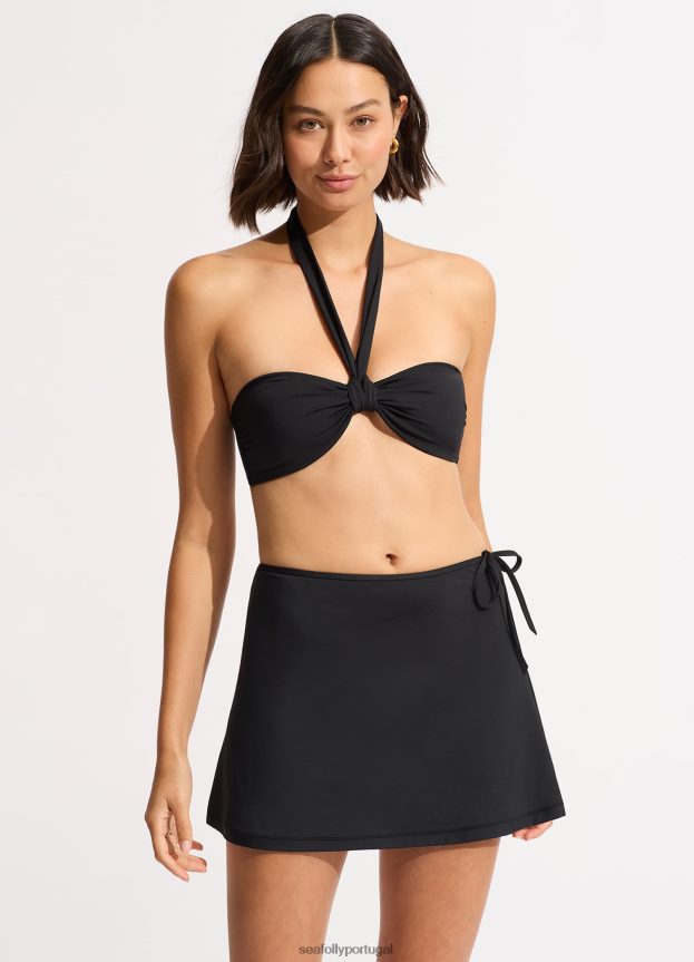 saia coletiva linha a mulheres preto Seafolly roupas 4H088V721
