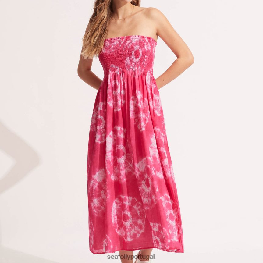 saia/vestido maxi tie dye mulheres rosa rosa Seafolly roupas 4H088V696