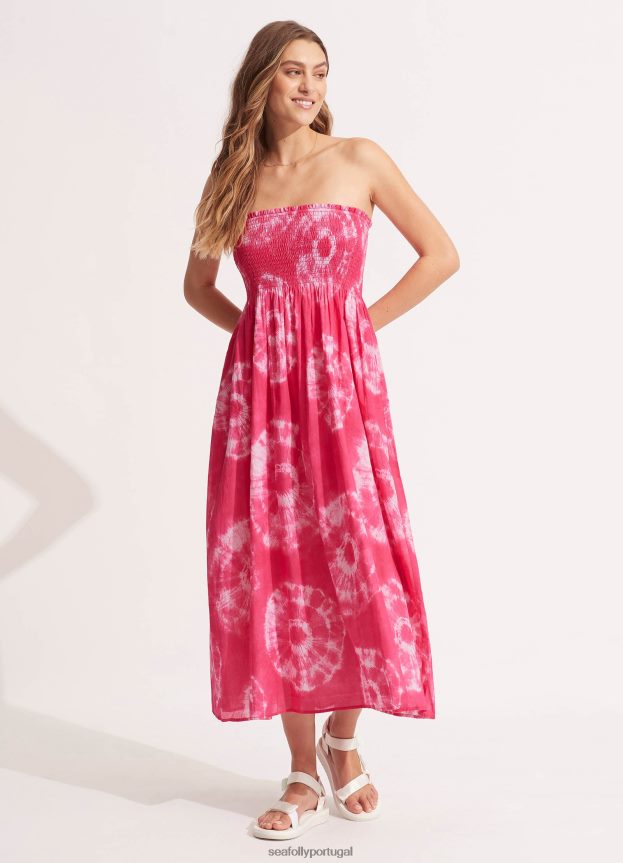 saia/vestido maxi tie dye mulheres rosa rosa Seafolly roupas 4H088V696