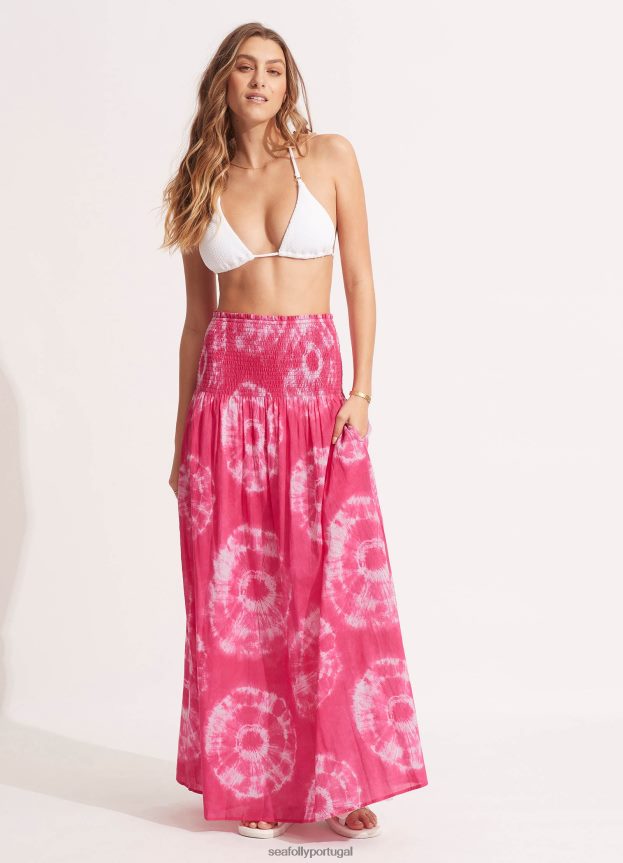 saia/vestido maxi tie dye mulheres rosa rosa Seafolly roupas 4H088V696