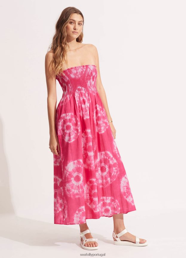 saia/vestido maxi tie dye mulheres rosa rosa Seafolly roupas 4H088V696