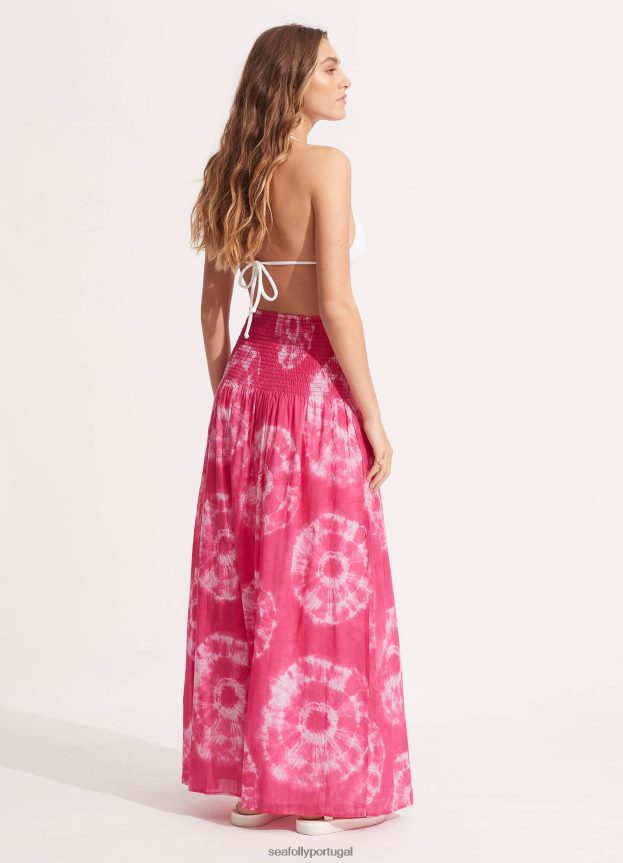 saia/vestido maxi tie dye mulheres rosa rosa Seafolly roupas 4H088V696