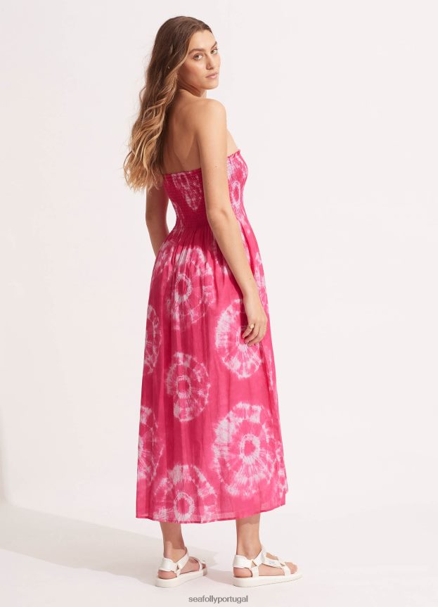 saia/vestido maxi tie dye mulheres rosa rosa Seafolly roupas 4H088V696