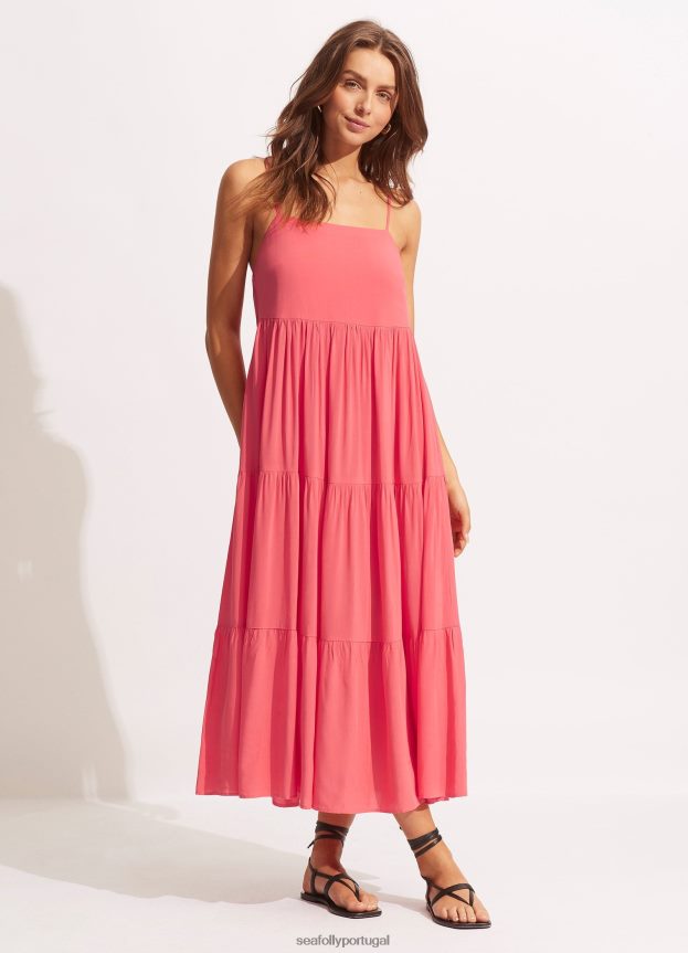 vestido de fim de semana mulheres coral beijado pelo sol Seafolly roupas 4H088V692