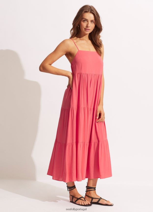vestido de fim de semana mulheres coral beijado pelo sol Seafolly roupas 4H088V692