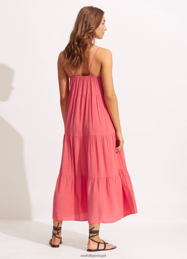 vestido de fim de semana mulheres coral beijado pelo sol Seafolly roupas 4H088V692