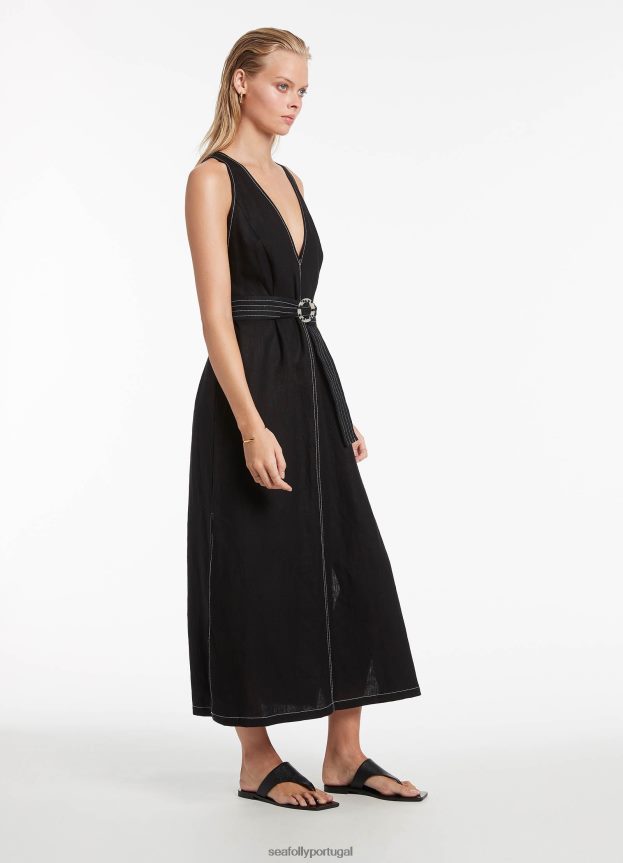vestido jetset com ponto de mergulho mulheres preto Seafolly roupas 4H088V701