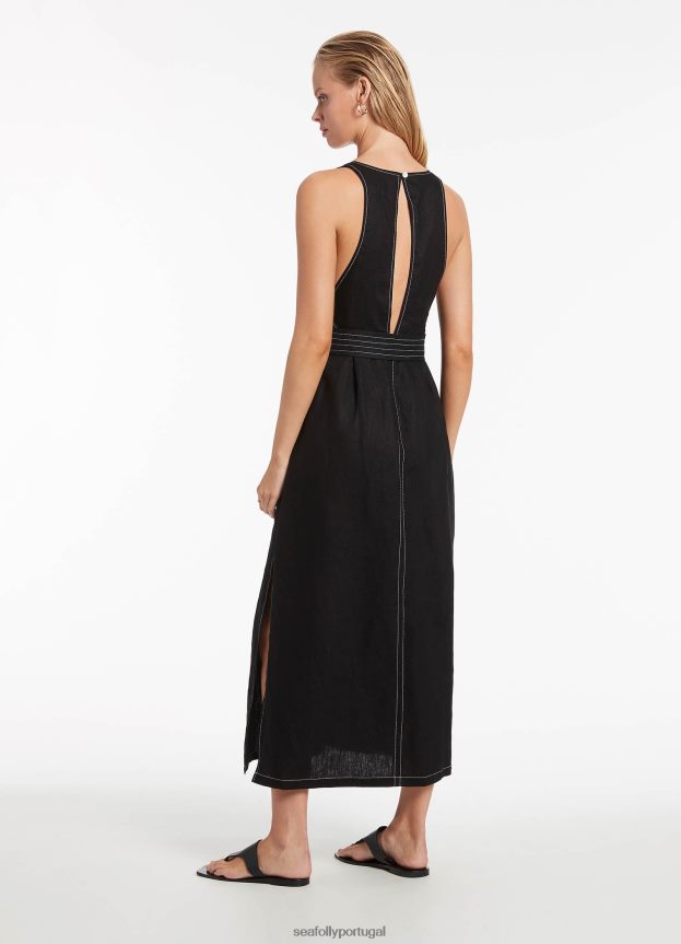 vestido jetset com ponto de mergulho mulheres preto Seafolly roupas 4H088V701