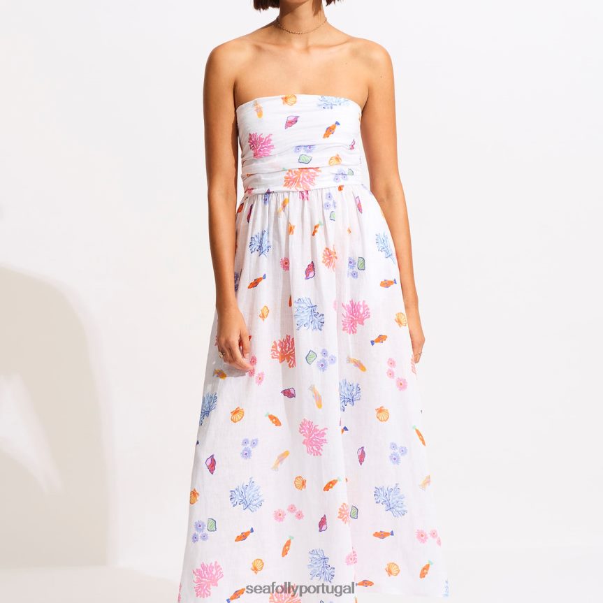 vestido maxi sem alças sob o mar mulheres branco Seafolly roupas 4H088V672