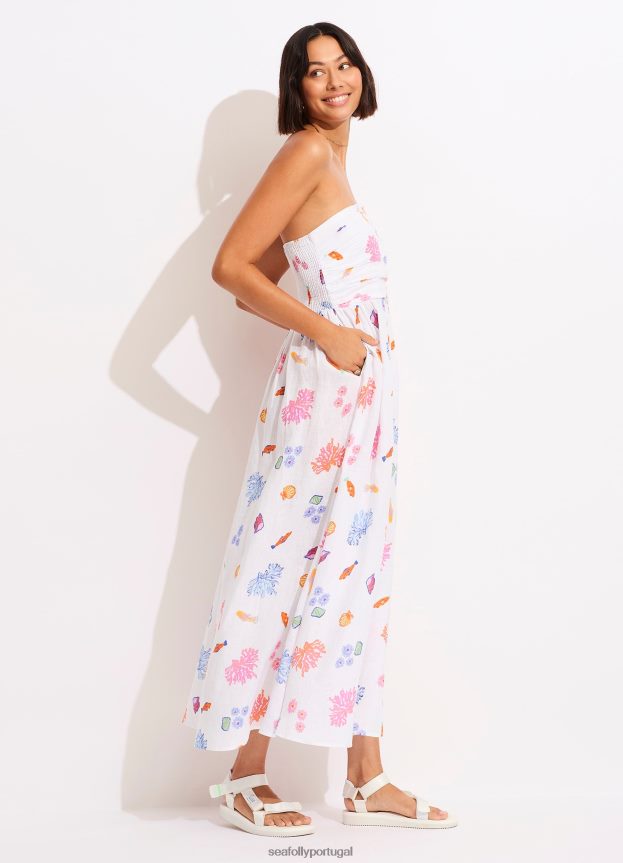 vestido maxi sem alças sob o mar mulheres branco Seafolly roupas 4H088V672