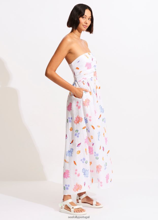 vestido maxi sem alças sob o mar mulheres branco Seafolly roupas 4H088V672