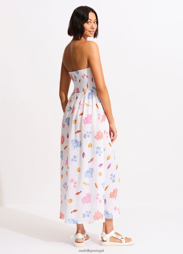 vestido maxi sem alças sob o mar mulheres branco Seafolly roupas 4H088V672