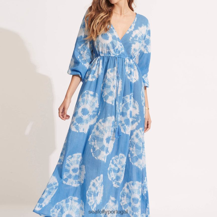 vestido maxi tie dye mulheres azul Seafolly roupas 4H088V683