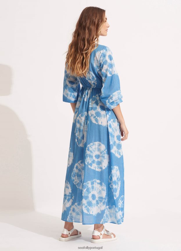 vestido maxi tie dye mulheres azul Seafolly roupas 4H088V683