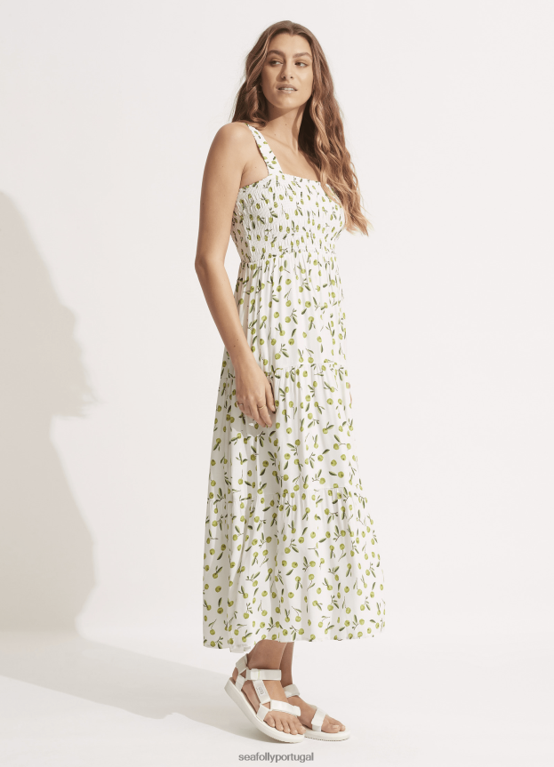 vestido midi verão mulheres azeitona macia Seafolly roupas 4H088V679