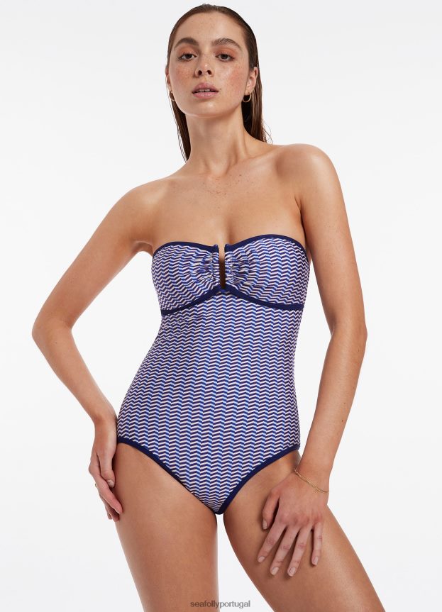 amoudi bandeau uma peça mulheres safira Seafolly trajes de banho 4H088V101