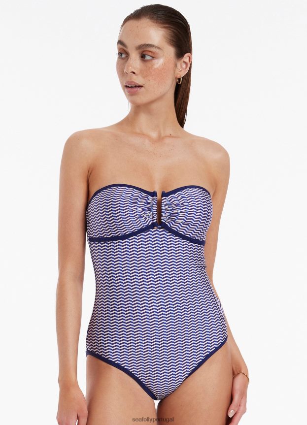amoudi bandeau uma peça mulheres safira Seafolly trajes de banho 4H088V101
