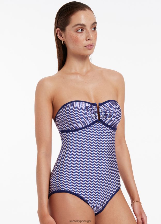amoudi bandeau uma peça mulheres safira Seafolly trajes de banho 4H088V101