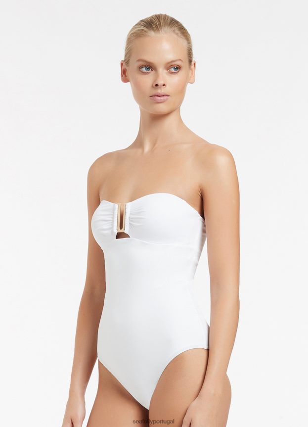 bandeau jetset peça única mulheres branco Seafolly trajes de banho 4H088V91