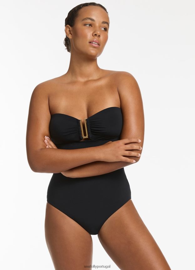 bandeau jetset peça única mulheres preto Seafolly trajes de banho 4H088V34