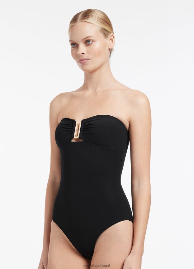 bandeau jetset peça única mulheres preto Seafolly trajes de banho 4H088V34