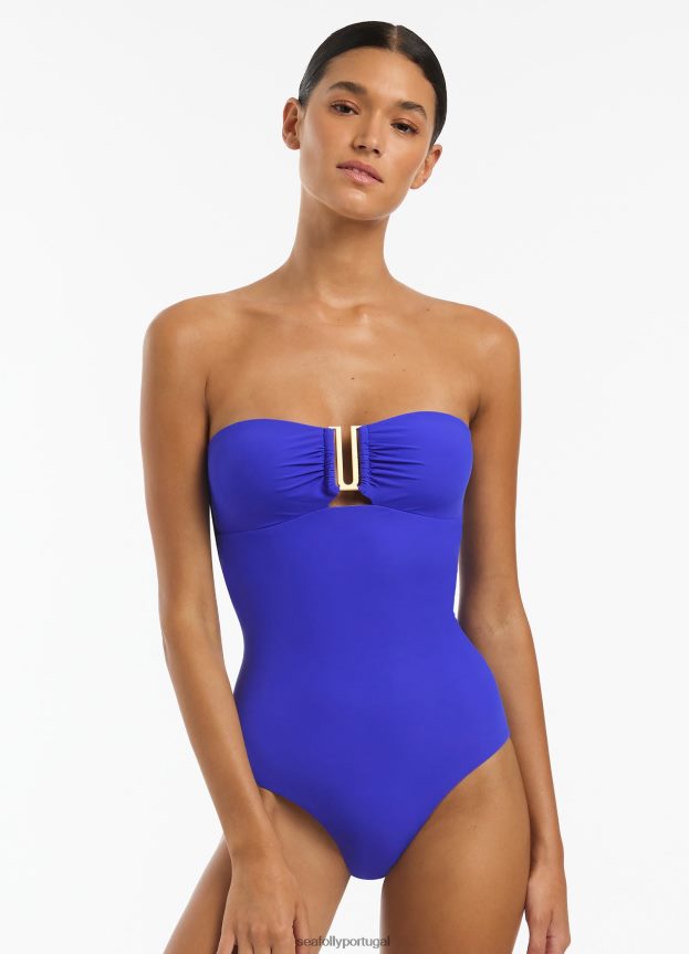 bandeau jetset peça única mulheres safira Seafolly trajes de banho 4H088V7