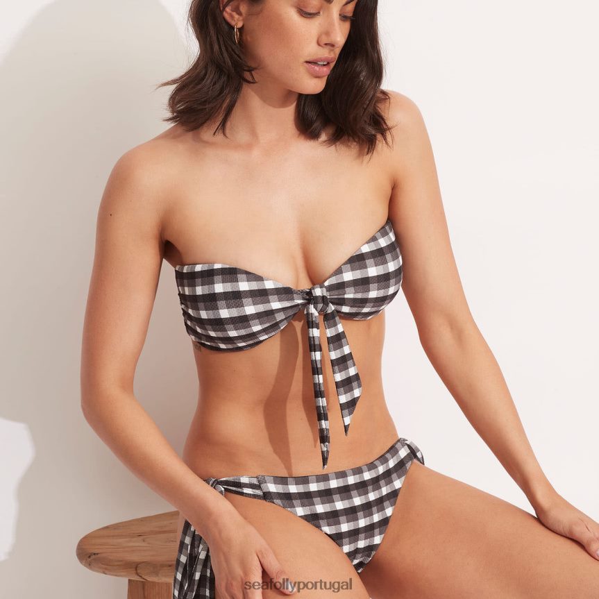 cai-cai portofino twist tie frontal mulheres preto Seafolly trajes de banho 4H088V632