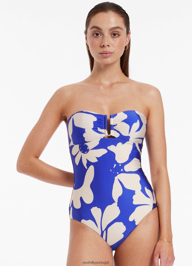 empório bandeau peça única mulheres safira Seafolly trajes de banho 4H088V164