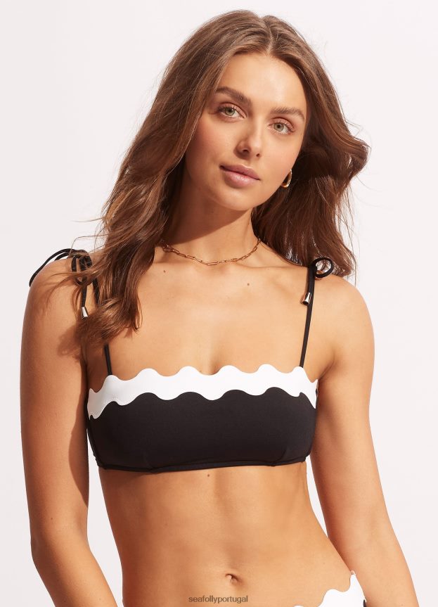 gia ric rac bustier bandeau mulheres preto Seafolly trajes de banho 4H088V566