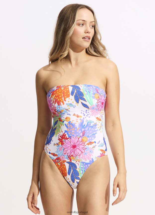 sob o mar dd bandeau uma peça mulheres branco Seafolly trajes de banho 4H088V67