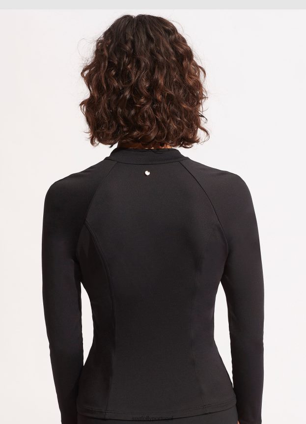 colete coletivo manga longa mulheres preto Seafolly trajes de banho 4H088V198