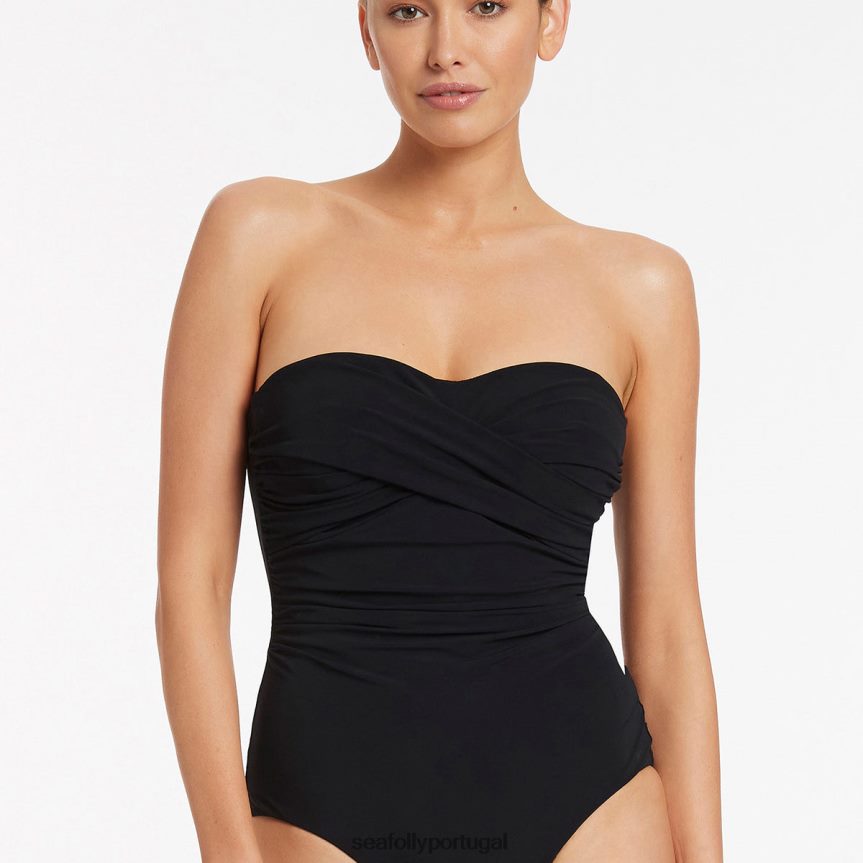 jetset d-dd torção frontal de uma peça mulheres preto Seafolly trajes de banho 4H088V65