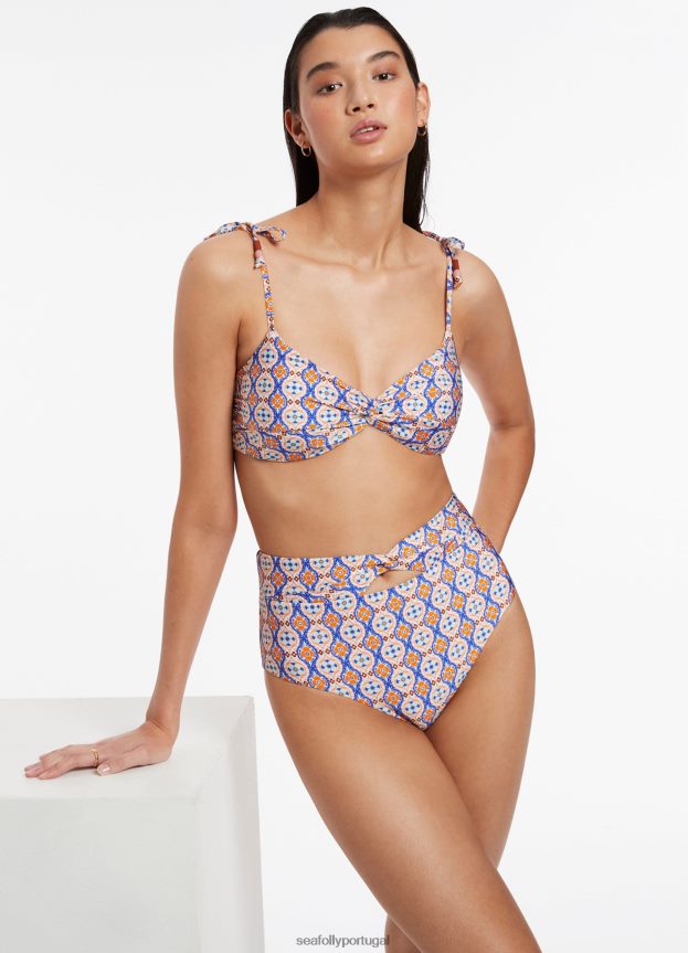 Biquíni Azura Geo cintura alta com torção mulheres laranja retrô Seafolly trajes de banho 4H088V410
