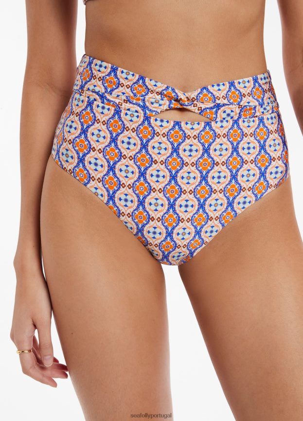 Biquíni Azura Geo cintura alta com torção mulheres laranja retrô Seafolly trajes de banho 4H088V410