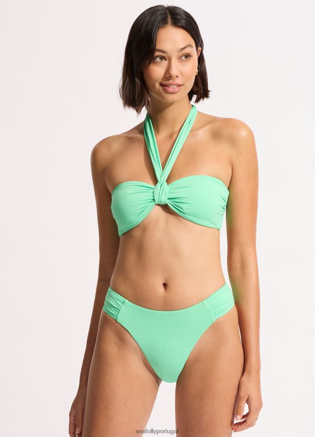 Biquíni coletivo com perna alta e franzido lateral mulheres hortelã Seafolly trajes de banho 4H088V227