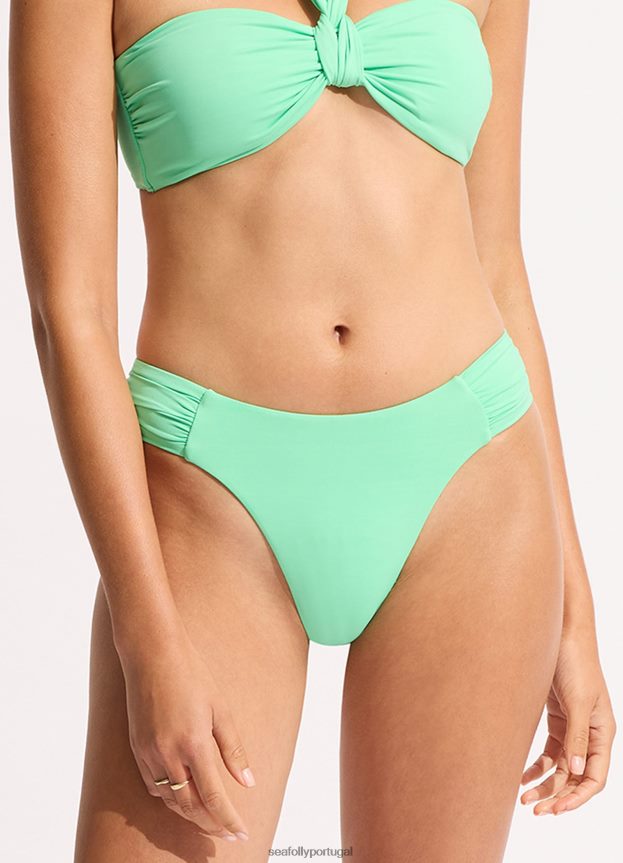 Biquíni coletivo com perna alta e franzido lateral mulheres hortelã Seafolly trajes de banho 4H088V227