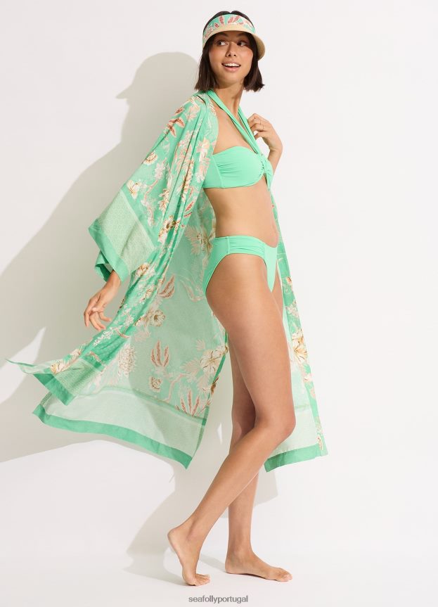 Biquíni coletivo com perna alta e franzido lateral mulheres hortelã Seafolly trajes de banho 4H088V227