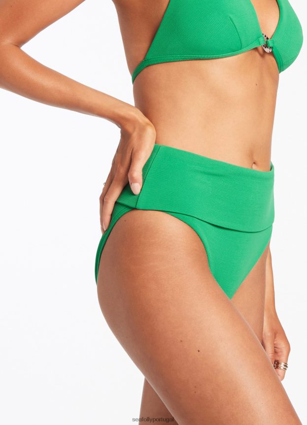 Biquíni isla rib dobrável cintura alta mulheres verde Seafolly trajes de banho 4H088V282