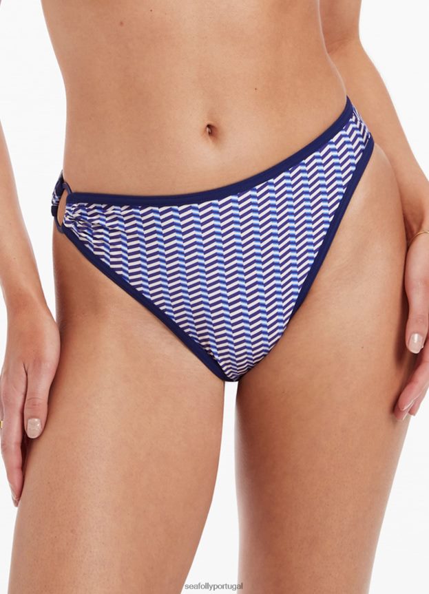 Cueca de biquíni com corte alto amoudi mulheres safira Seafolly trajes de banho 4H088V452