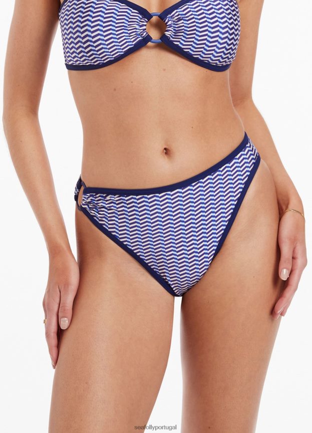 Cueca de biquíni com corte alto amoudi mulheres safira Seafolly trajes de banho 4H088V452