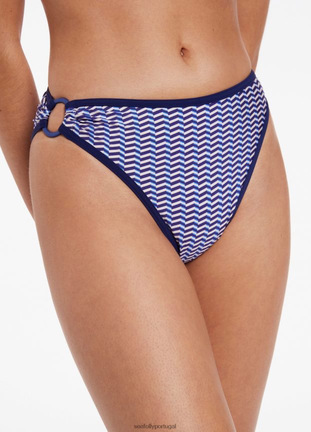 Cueca de biquíni com corte alto amoudi mulheres safira Seafolly trajes de banho 4H088V452