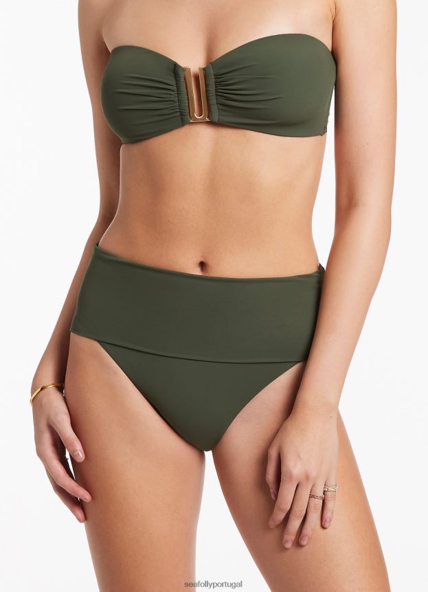 biquíni jetset com cintura alta dobrável mulheres Oliva Seafolly trajes de banho 4H088V292