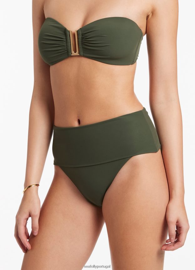 biquíni jetset com cintura alta dobrável mulheres Oliva Seafolly trajes de banho 4H088V292