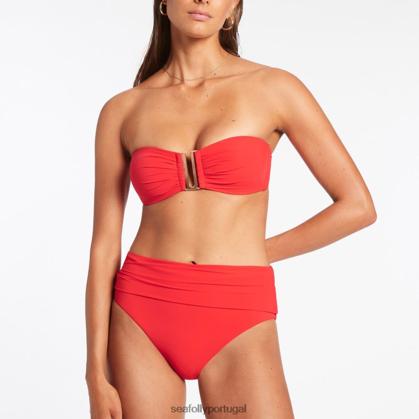 biquíni jetset com cintura alta dobrável mulheres cereja Seafolly trajes de banho 4H088V336