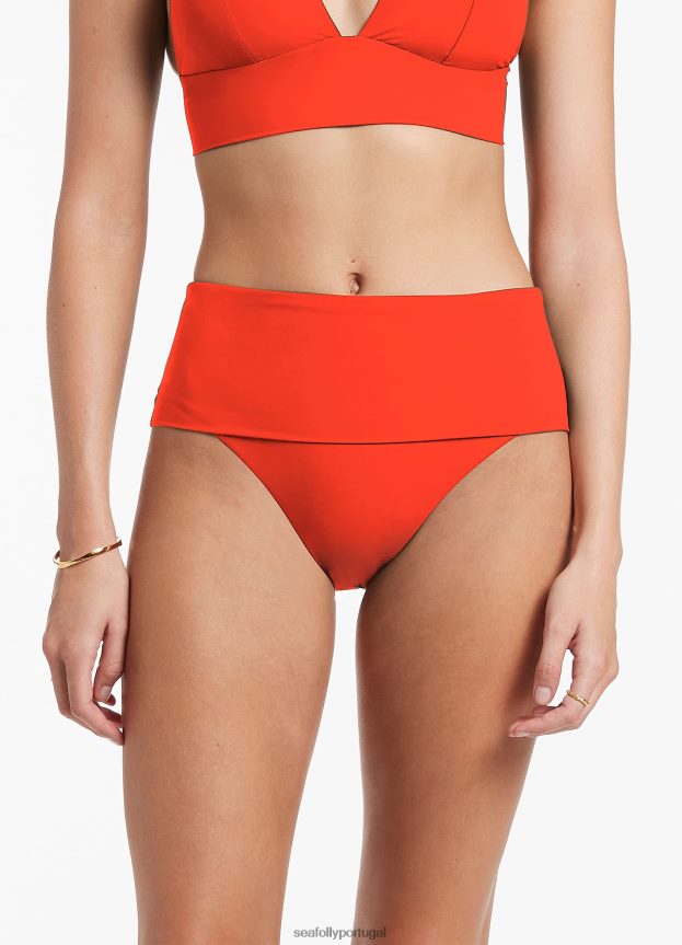 biquíni jetset com cintura alta dobrável mulheres fiamma Seafolly trajes de banho 4H088V513