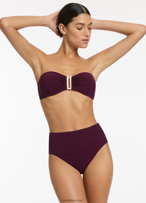biquíni jetset com cintura alta dobrável mulheres porta Seafolly trajes de banho 4H088V341