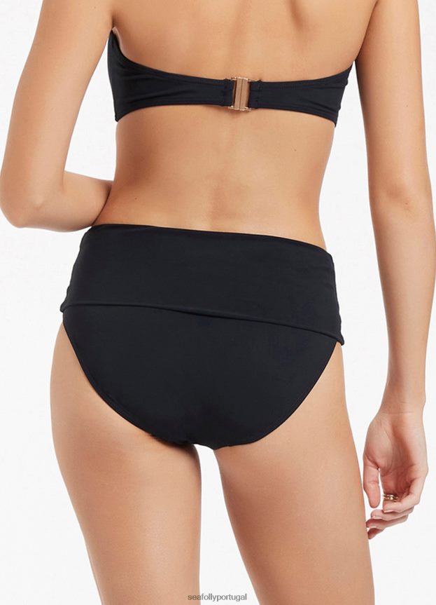 biquíni jetset com cintura alta dobrável mulheres preto Seafolly trajes de banho 4H088V253