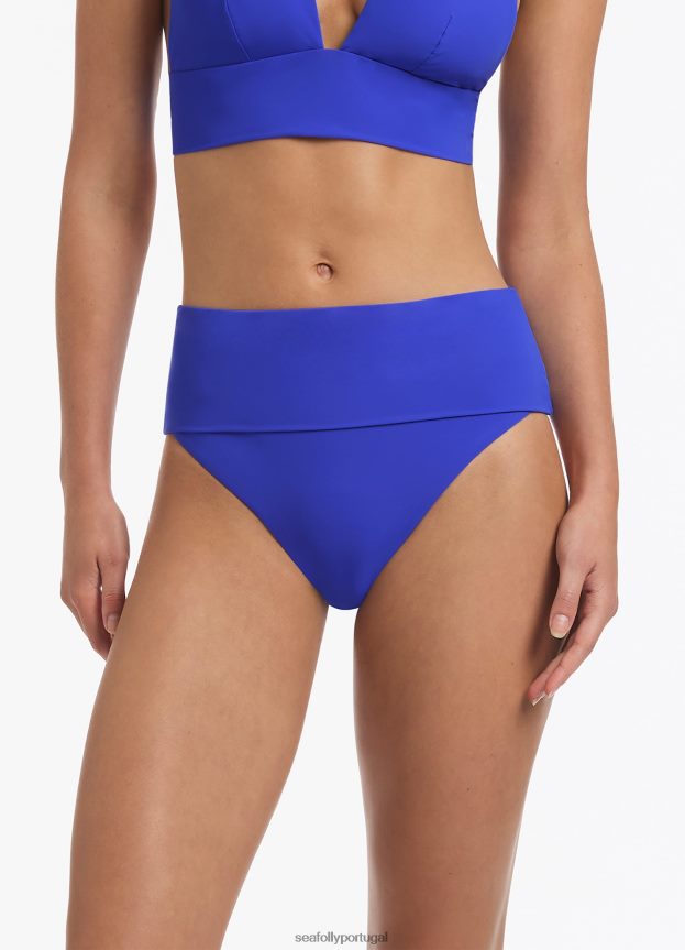 biquíni jetset com cintura alta dobrável mulheres safira Seafolly trajes de banho 4H088V297
