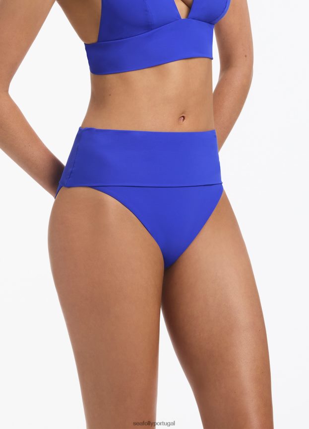 biquíni jetset com cintura alta dobrável mulheres safira Seafolly trajes de banho 4H088V297